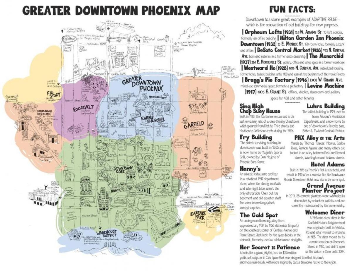 mapa do centro de Phoenix