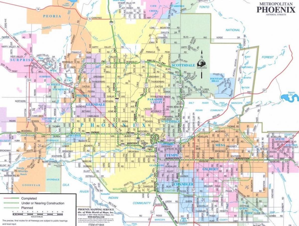 Phoenix cidade mapa Arizona