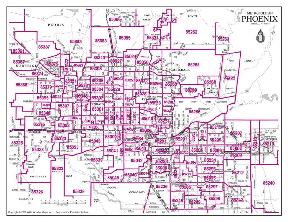 cidade de Phoenix código postal mapa