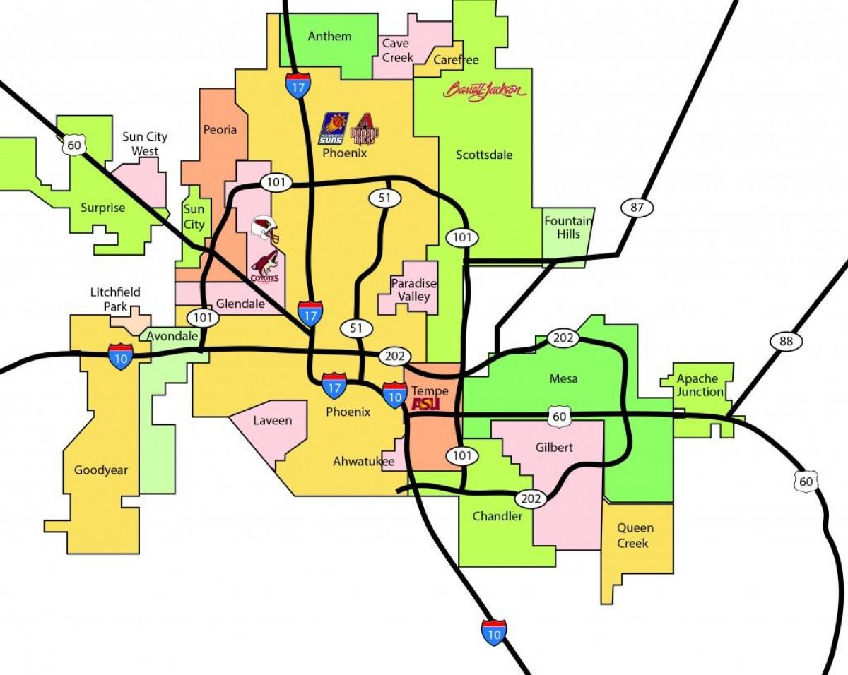 Área metropolitana de Phoenix mapa