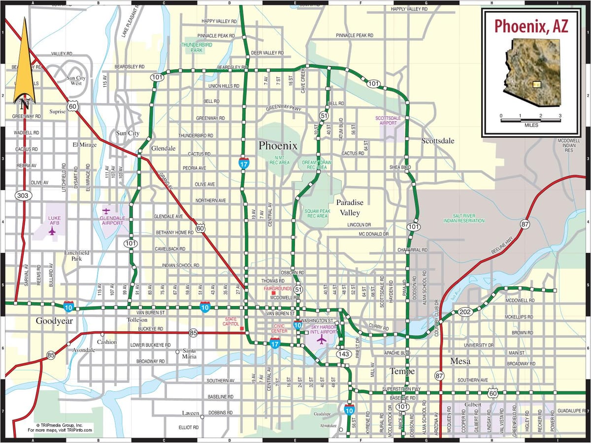 mapa Phoenix az área