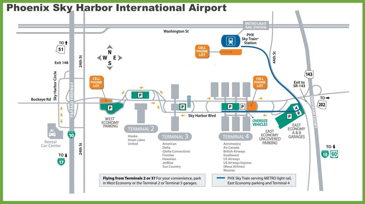 Phoenix porta do aeroporto mapa