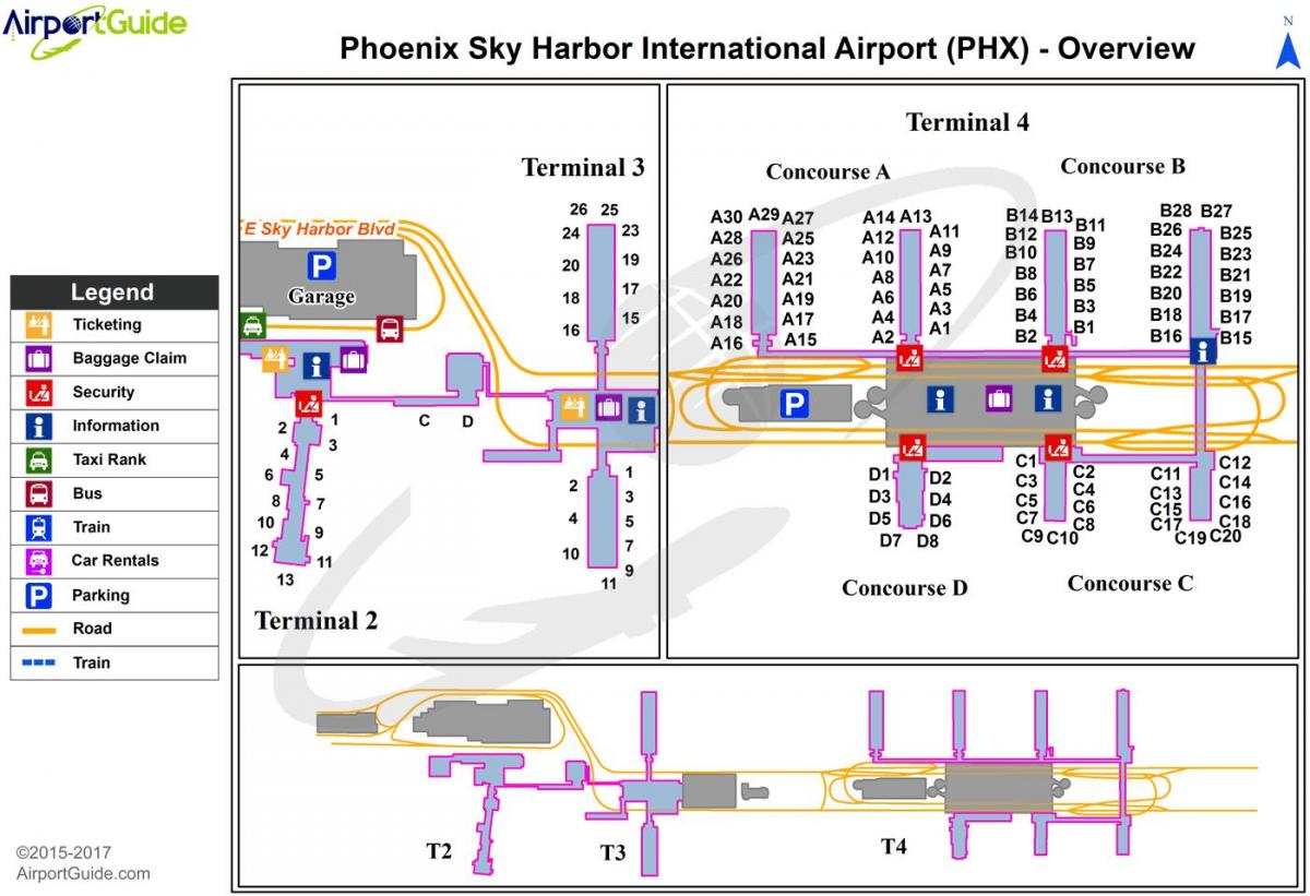 mapa de Phoenix ceo porto aeroporto