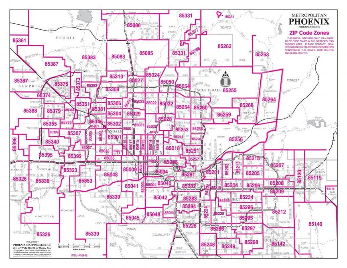 código postal mapa de Phoenix