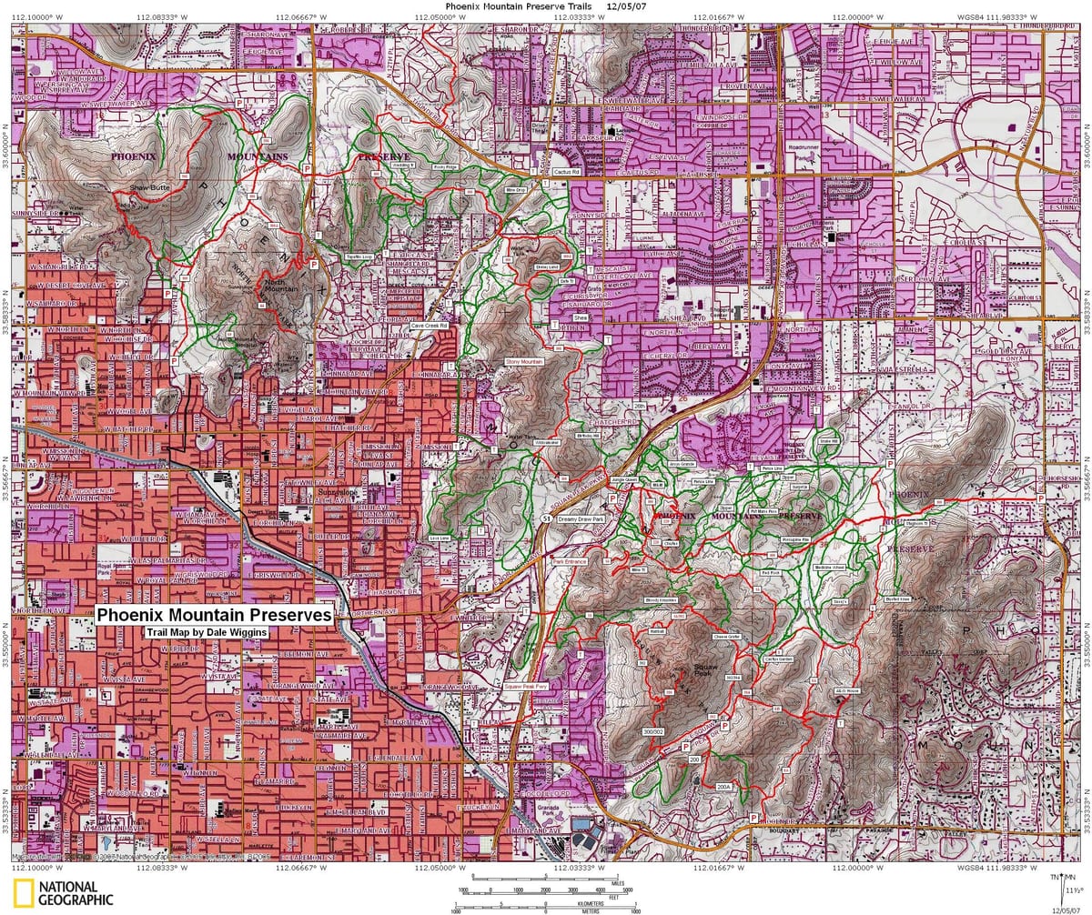 Phoenix montañas mapa