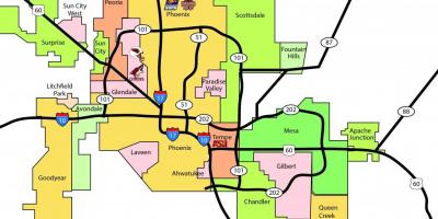 Área metropolitana de Phoenix mapa